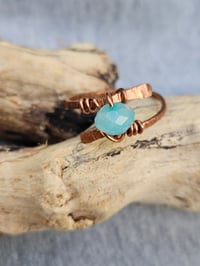 Image 2 of Copper Wire Ring with Turquoise Bead - UK size S