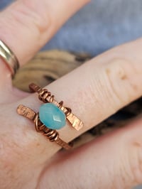 Image 1 of Copper Wire Ring with Turquoise Bead - UK size S