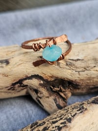 Image 4 of Copper Wire Ring with Turquoise Bead - UK size S