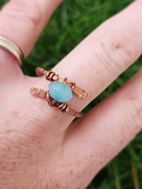 Image 3 of Copper Wire Ring with Turquoise Bead - UK size S