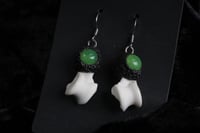 Image 2 of Dead good bone and green onyx crystal earrings
