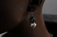 Image 3 of Dead good bone and green onyx crystal earrings