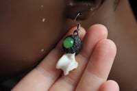 Image 5 of Dead good bone and green onyx crystal earrings
