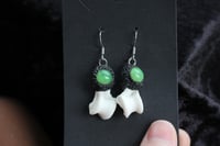 Image 7 of Dead good bone and green onyx crystal earrings