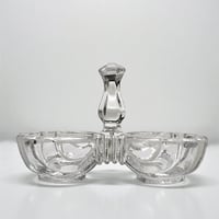 Image 2 of Ancien salière poivrière en verre taillé  Art Déco forme coquilles -  Saleron début XXe