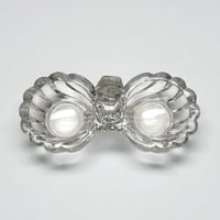 Image 3 of Ancien salière poivrière en verre taillé  Art Déco forme coquilles -  Saleron début XXe