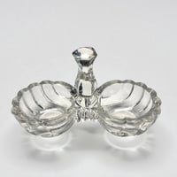 Image 1 of Ancien salière poivrière en verre taillé  Art Déco forme coquilles -  Saleron début XXe