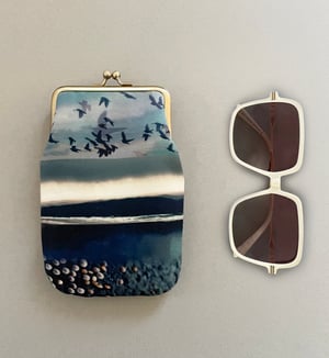 Image of Birds and barnacles, velvet glasses case with kisslock frame