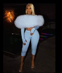 Image 1 of Fur open front body suit