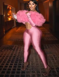 Image 6 of Fur open front body suit