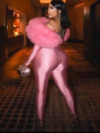 Image 7 of Fur open front body suit