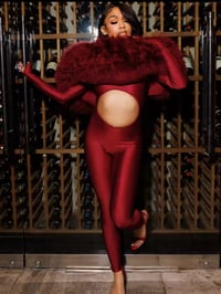 Image 8 of Fur open front body suit