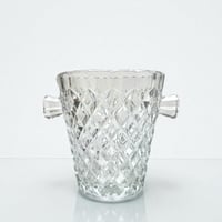 Image 2 of Seau à glaçons en verre moulé pointes de diamant - seau à glace vintage 70