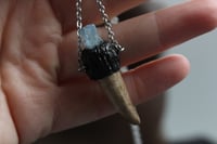 Image 7 of Dead Good raw aquamarine crystal and antler necklace 