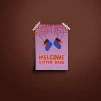 Image 1 of Postkarte - WELCOME LITTLE BABY, Rosa 