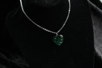 Image 4 of Dead Good Beetle wing tiny heart necklace larger version