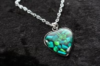 Image 1 of Dead Good Beetle wing tiny heart necklace larger version