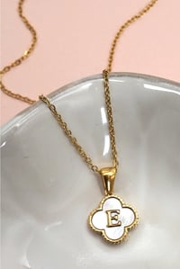 Image 5 of Pearl Clover Initial Necklace