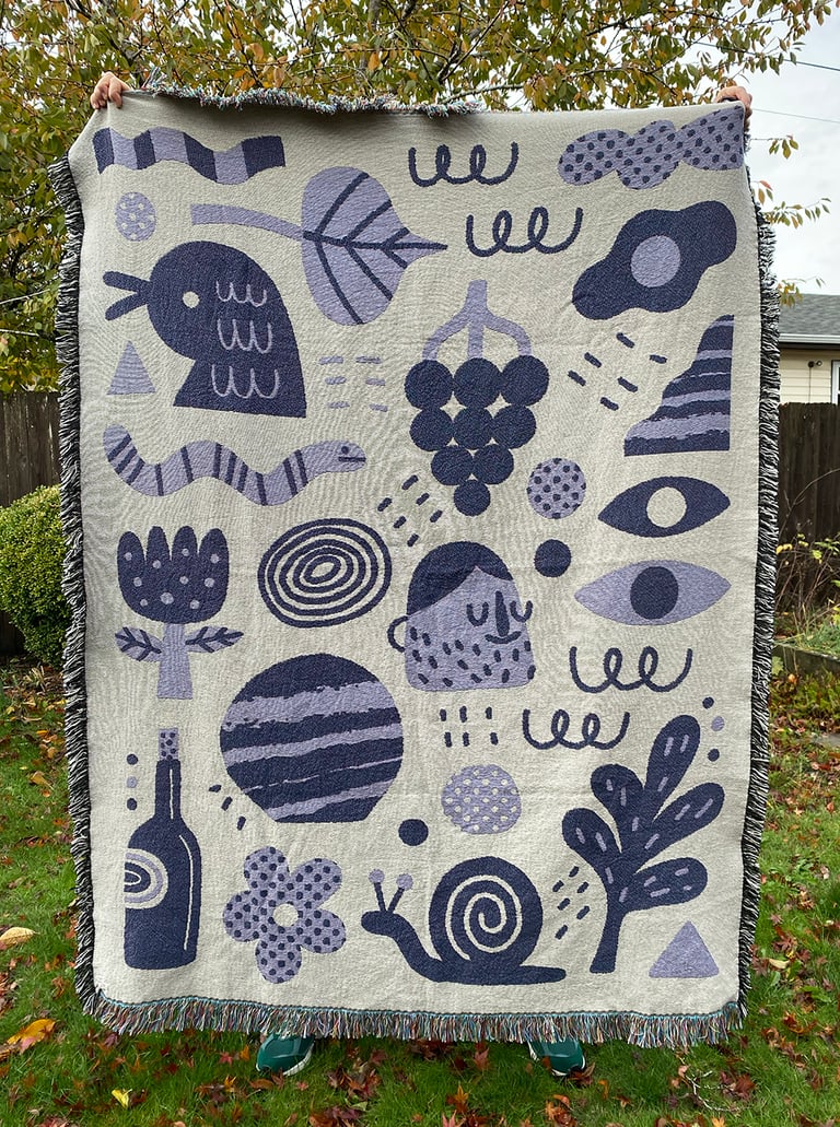 PURP ALERT DOODLE THROW BLANKET