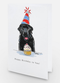 Image 1 of Happy Birthday  Black Lab and Cupcake Single Card