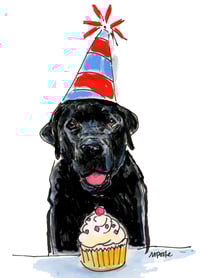 Image 2 of Happy Birthday  Black Lab and Cupcake Single Card
