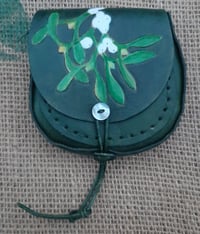 Tiny green gathering purse - mistletoe 
