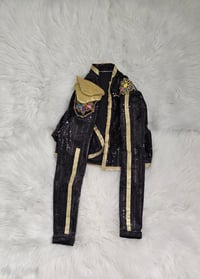 Image 1 of Rumi costume oufit bike shorts crop top and cardigan 