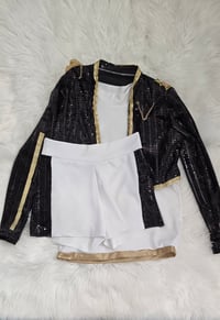 Image 2 of Rumi costume oufit bike shorts crop top and cardigan 