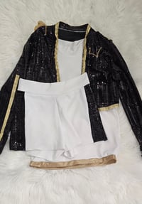 Image 3 of Rumi costume oufit bike shorts crop top and cardigan 