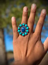 Lapis with Turquoise cluster Ring