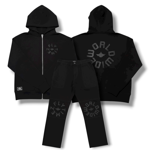 Image of FlyTimez “Worldwide: Flight 360” 3D Zip-Hoodie (Black)