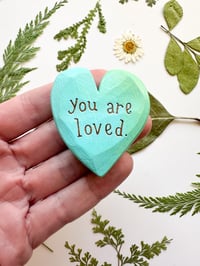 Image 1 of You are Loved - Mini Wood Burned Heart