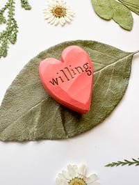 Image 2 of Willing - Mini Wood Burned Heart