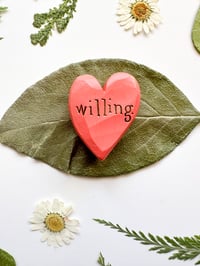 Image 3 of Willing - Mini Wood Burned Heart