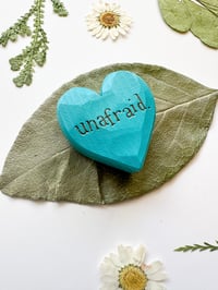 Image 2 of Unafraid - Mini Wood Burned Heart
