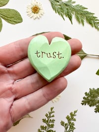 Image 1 of Trust - Mini Wood Burned Heart