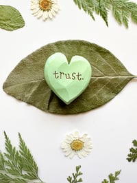 Image 3 of Trust - Mini Wood Burned Heart