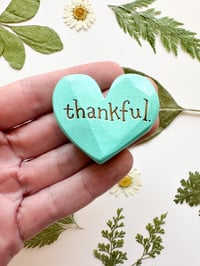 Image 1 of Thankful - Mini Wood Burned Heart