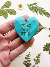 Image 1 of Relax Your Grip - Mini Wood Burned Heart