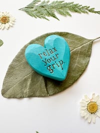 Image 2 of Relax Your Grip - Mini Wood Burned Heart