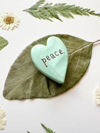 Image 2 of Peace - Mini Wood Burned Heart