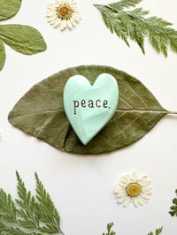 Image 3 of Peace - Mini Wood Burned Heart