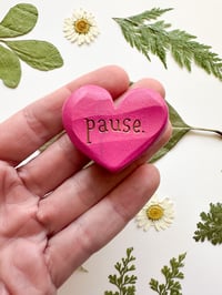 Image 1 of Pause - Mini Wood Burned Heart