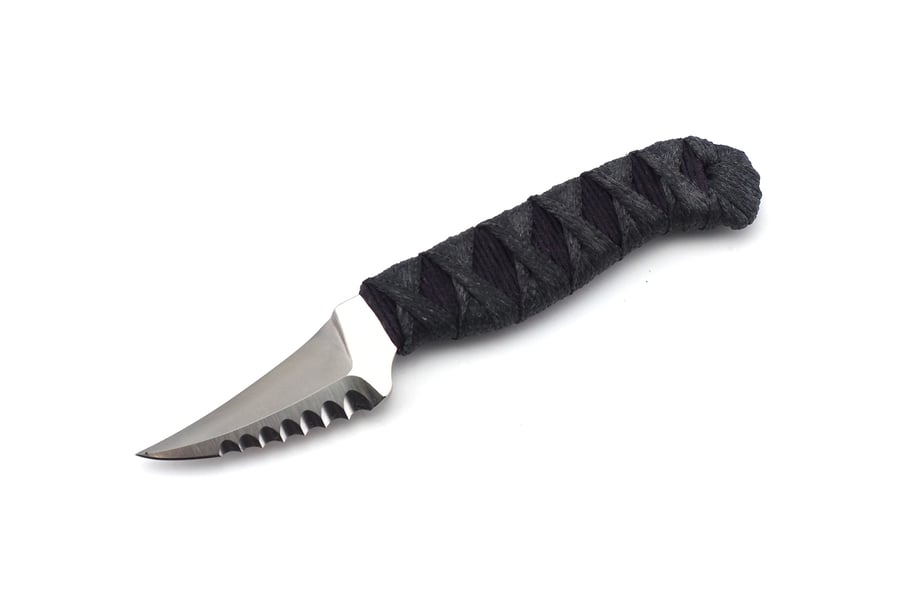 Image of Serrated Double Edge Fruit Knife (Purple/Grey Cord)