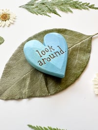 Image 2 of Look Around - Mini Wood Burned Heart
