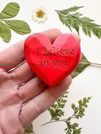 Image 1 of I Believe in You Red - Mini Wood Burned Heart