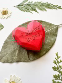 Image 2 of I Believe in You Red - Mini Wood Burned Heart