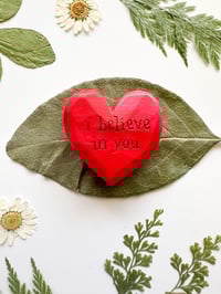 Image 3 of I Believe in You Red - Mini Wood Burned Heart