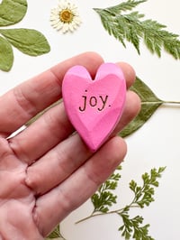 Image 1 of Joy - Mini Wood Burned Heart
