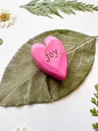 Image 2 of Joy - Mini Wood Burned Heart